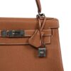 HERMÈS KELLY 28 corner detail showing leather stitching