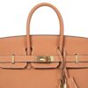 HERMES BIRKIN 25 interior open view showing compartments and lining