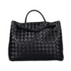 Bottega Veneta Andiamo Medium Black Woven Leather Bag – Clean Straight Front View on White Background | KC Luxury Bags