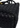 Bottega Veneta Andiamo Medium Black Bag – Close Up of Gold Carabiner Chain Attachment on Woven Leather Body | KC Luxury Bags