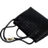 Bottega Veneta Andiamo Medium Black Intrecciato Leather Bag – Detachable Inner Drawstring Pouch Flat Lay View | KC Luxury Bags